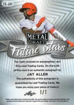 2021 Leaf Metal Draft - Future Stars Autographs Purple Mojo #FS-JA1 Jay Allen Back