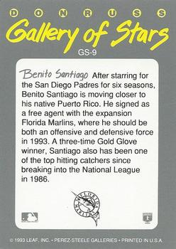 1993 Triple Play - Gallery of Stars #GS-9 Benito Santiago Back