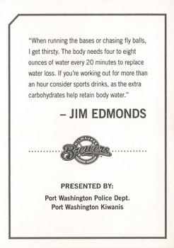 2010 Milwaukee Brewers Police - Port Washington Police Dept., Port Washington Kiwanis #NNO Jim Edmonds Back