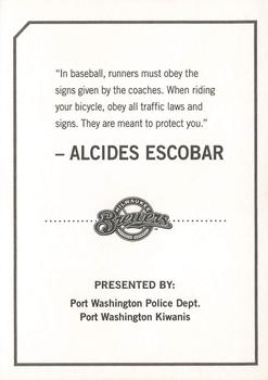 2010 Milwaukee Brewers Police - Port Washington Police Dept., Port Washington Kiwanis #NNO Alcides Escobar Back