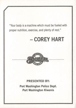 2010 Milwaukee Brewers Police - Port Washington Police Dept., Port Washington Kiwanis #NNO Corey Hart Back