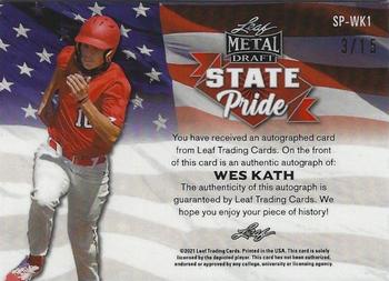 2021 Leaf Metal Draft - State Pride Autographs Black Rainbow #SP-WK1 Wes Kath Back
