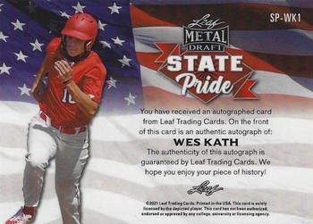 2021 Leaf Metal Draft - State Pride Autographs Silver Wave #SP-WK1 Wes Kath Back