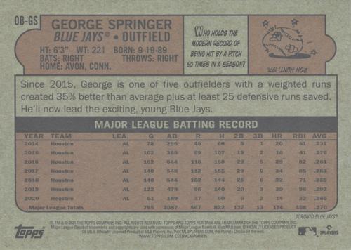 2021 Topps Heritage - Oversized 1972 Topps Box Toppers High Number #OB-GS George Springer Back
