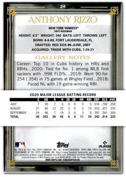 2021 Topps Gallery - Printer Proof #24 Anthony Rizzo Back