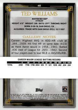 2021 Topps Gallery - Printer Proof #46 Ted Williams Back