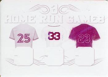 2021 Leaf Lumber - 3 Home Run Games Relics Printing Plate Magenta #3HRG-23 Carlos Delgado / Jason Varitek / Ellis Burks Front