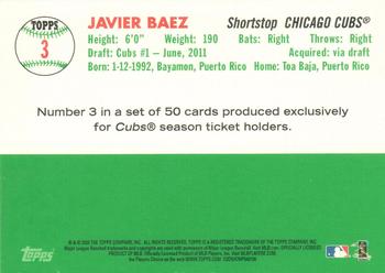 2020 Topps Chicago Cubs Season Ticket Holders #3 Javier Baez Back