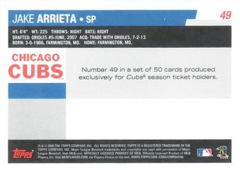 2020 Topps Chicago Cubs Season Ticket Holders #49 Jake Arrieta Back