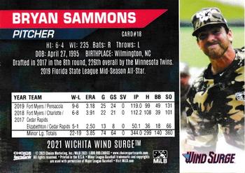 2021 Choice Wichita Wind Surge #18 Bryan Sammons Back