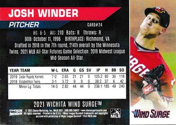 2021 Choice Wichita Wind Surge #24 Josh Winder Back