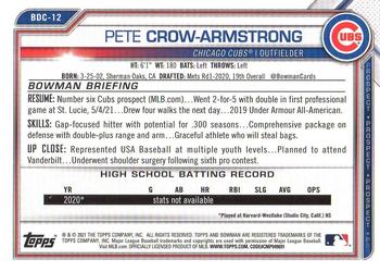 2021 Bowman Draft Sapphire Edition #BDC-12 Pete Crow-Armstrong Back