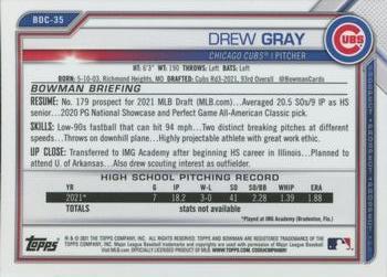2021 Bowman Draft Sapphire Edition #BDC-35 Drew Gray Back