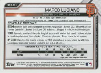 2021 Bowman Draft Sapphire Edition #BDC-131 Marco Luciano Back