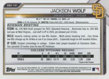 2021 Bowman Draft Sapphire Edition #BDC-141 Jackson Wolf Back