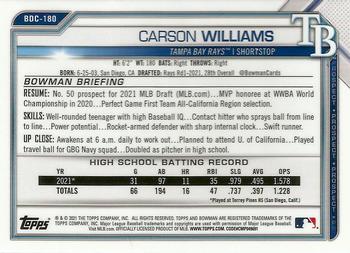 2021 Bowman Draft Sapphire Edition #BDC-180 Carson Williams Back