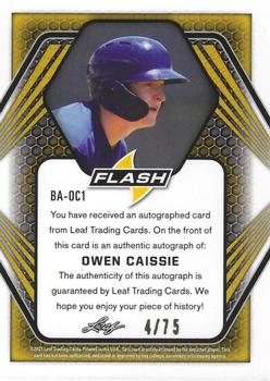 2021 Leaf Flash - Purple #BA-OC1 Owen Caissie Back