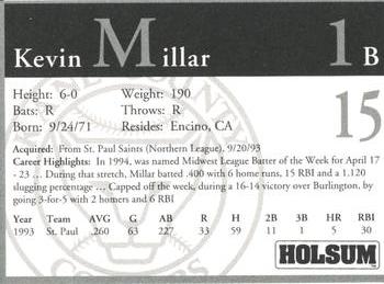 1994 Kane County Cougars #NNO Kevin Millar Back