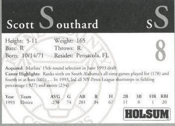 1994 Kane County Cougars #NNO Scott Southard Back