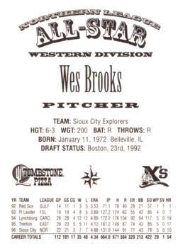 1997 Northern League All-Stars #NNO Wes Brooks Back