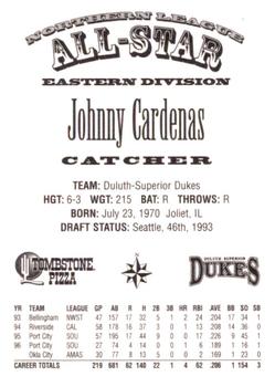 1997 Northern League All-Stars #NNO Johnny Cardenas Back
