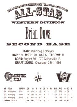 1997 Northern League All-Stars #NNO Brian Duva Back
