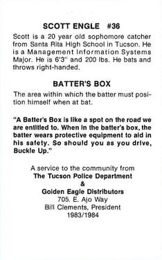 1984 Arizona Wildcats Police #NNO Scott Engle Back
