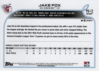 2022 Topps Pro Debut #PD-12 Jake Fox Back