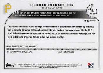 2022 Topps Pro Debut #PD-16 Bubba Chandler Back