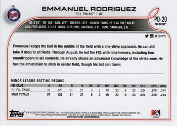 2022 Topps Pro Debut #PD-20 Emmanuel Rodriguez Back