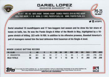 2022 Topps Pro Debut #PD-25 Dariel Lopez Back