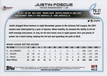 2022 Topps Pro Debut #PD-27 Justin Foscue Back