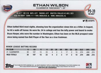 2022 Topps Pro Debut #PD-39 Ethan Wilson Back