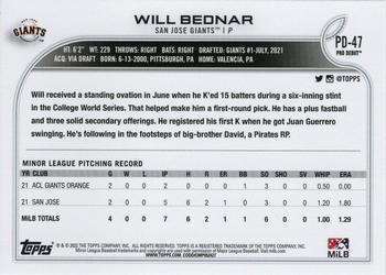 2022 Topps Pro Debut #PD-47 Will Bednar Back