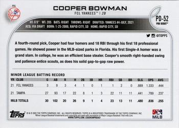 2022 Topps Pro Debut #PD-52 Cooper Bowman Back