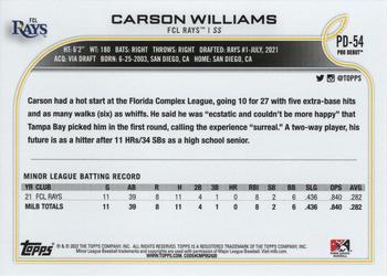2022 Topps Pro Debut #PD-54 Carson Williams Back