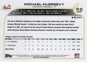 2022 Topps Pro Debut #PD-60 Michael McGreevy Back
