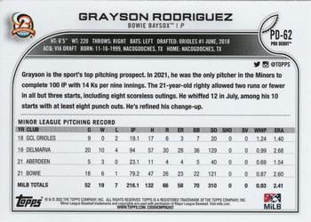 2022 Topps Pro Debut #PD-62 Grayson Rodriguez Back
