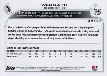 2022 Topps Pro Debut #PD-63 Wes Kath Back