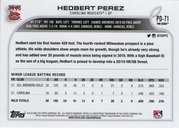 2022 Topps Pro Debut #PD-71 Hedbert Perez Back