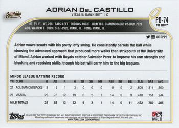 2022 Topps Pro Debut #PD-74 Adrian Del Castillo Back