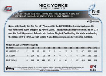 2022 Topps Pro Debut #PD-78 Nick Yorke Back