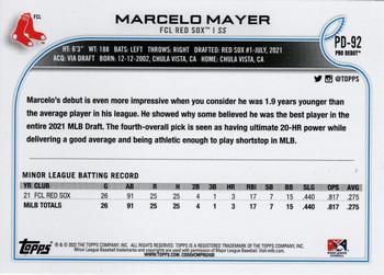 2022 Topps Pro Debut #PD-92 Marcelo Mayer Back
