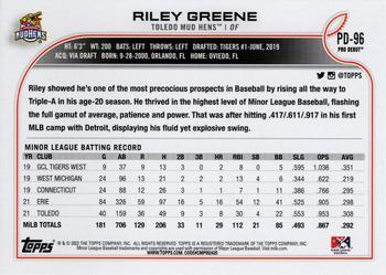 2022 Topps Pro Debut #PD-96 Riley Greene Back