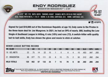 2022 Topps Pro Debut #PD-107 Endy Rodriguez Back