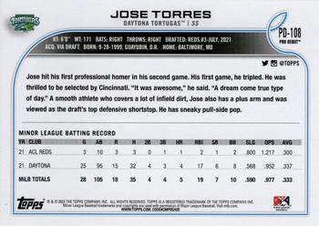 2022 Topps Pro Debut #PD-108 Jose Torres Back