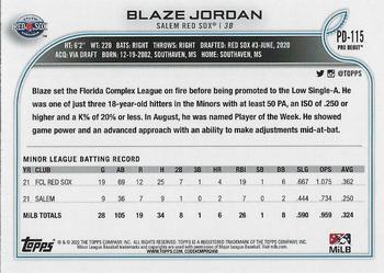 2022 Topps Pro Debut #PD-115 Blaze Jordan Back