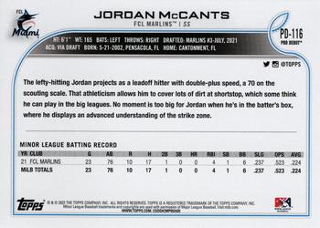 2022 Topps Pro Debut #PD-116 Jordan McCants Back