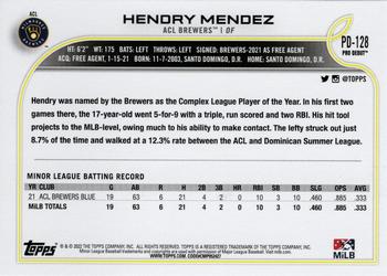 2022 Topps Pro Debut #PD-128 Hendry Mendez Back