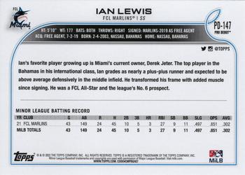 2022 Topps Pro Debut #PD-147 Ian Lewis Back
